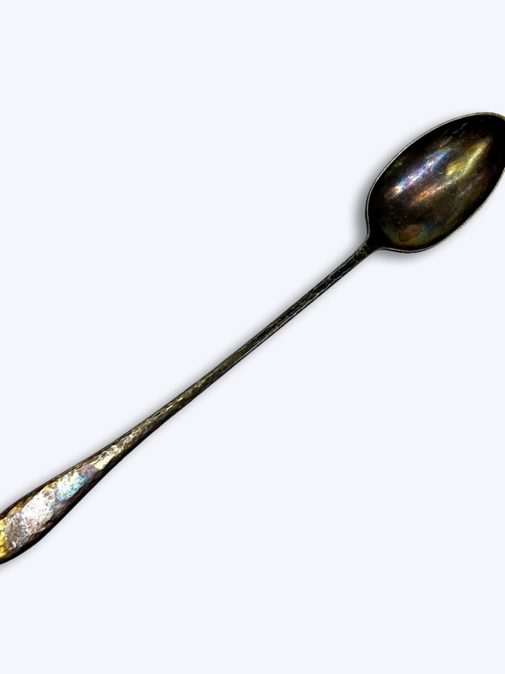 Vtg Rockford SP Co 5 Star Arts & Crafts Hammered Silverplate Soda Iced Tea Spoon